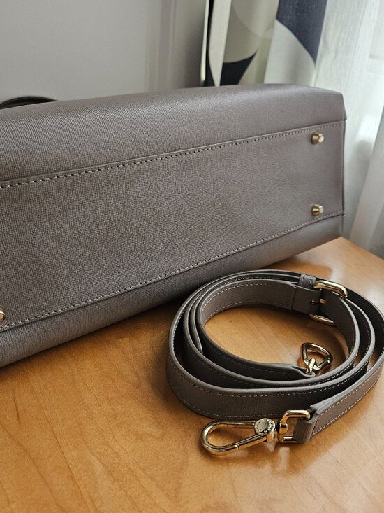 Furla structured grey taupe Satchel with removable strap - Picture 7 of 14